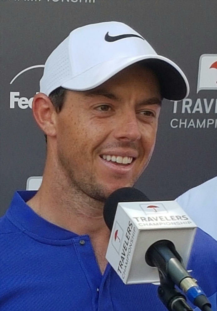 McIlroy chatting to Bernie after his round